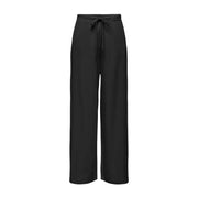 Schwarze, weit geschnittene Satinhose mit Kordelzugbund aus Viskose-Nylon-Mischgewebe von Only Frauen