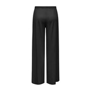 Only Schwarze Damen-Spitzenhose aus Viskose-Nylon-Mischgewebe mit weitem Bein aus Satin und elastischem Bund