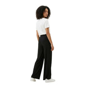 Only Schwarze Damen-Spitzenhose mit weitem Bein aus Viskose-Nylon-Mischgewebe mit fließendem, glattem Stoff