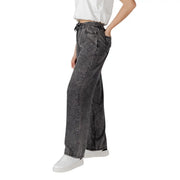 Only Women black lyocell jeans in dark gray with wide-leg, relaxed fit, and drawstring waist