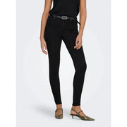 Schwarze, hochgeschnittene Skinny-Jeans von only Damenmodelle aus Bio-Baumwolle mit einer eleganten, figurbetonten Silhouette und dezenten Ziernähten
