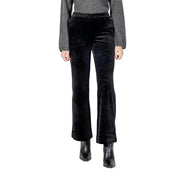 Black velvet high-waist straight-leg flare pants by Only Women