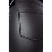 Rückseite only Schwarze Damen-Stretchjeans aus Viskosemischung mit schwarzem Kunstleder, glänzender Oberfläche und Ziernähten