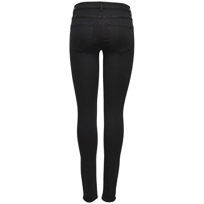 Only Schwarze, hochgeschnittene Skinny-Stretch-Jeans für Damen mit dezenten Ziernähten aus Viskosemischgewebe