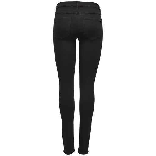 Only Schwarze, hochgeschnittene Skinny-Stretch-Jeans für Damen mit dezenten Ziernähten aus Viskosemischgewebe