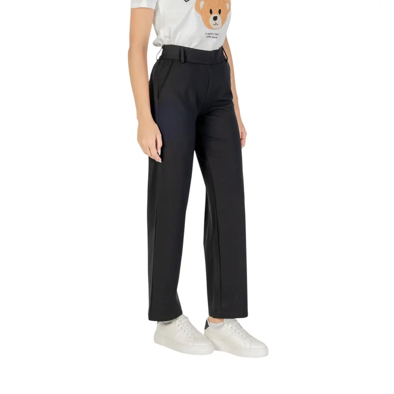 Only Schwarze Damen-Viskosehose mit Reißverschlussdetail, hochgeschnittener, taillierter Passform und passendem Gürtel