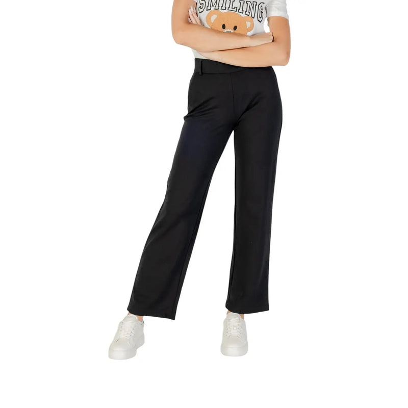 Only Schwarze, hochgeschnittene Damen-Viskosehose mit Reißverschlussdetail und elegantem, modernem, geradem Bein.