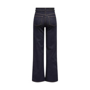 Only Damen-Jeans aus blauem Baumwoll-Denim mit hohem Bund, weitem Bein, Bio-Mischgewebe und Kontrastnähten