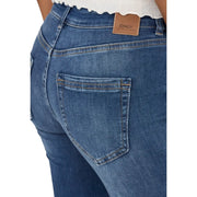Blaue Jeans für Damen mit braunem Leder only Markenlogo am Bund aus Baumwollmischgewebe
