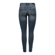 Dunkelblaue Skinny-Jeans aus Baumwollmischgewebe mit hohem Bund und klassischen Gesäßtaschen. Only Frauen