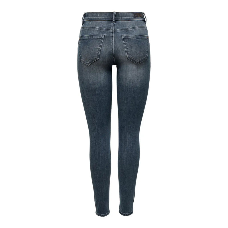 Dunkelblaue Skinny-Jeans aus Baumwollmischgewebe mit hohem Bund und klassischen Gesäßtaschen. Only Frauen