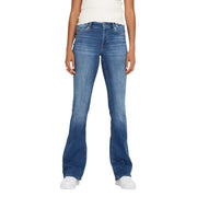Only Damen-Jeans aus blauem Denim, Baumwollmischung, mit verwaschener Waschung, klassischem Five-Pocket-Design und ausgestelltem Bein