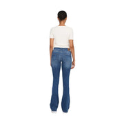 Only Damen-Jeans aus blauem Denim, Baumwollmischung, klassischem Five-Pocket-Design und dezenter Waschung im Schlaghosen-Stil