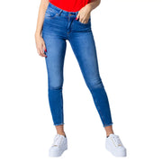Hochgeschnittene, schmal geschnittene blaue Jeans aus Baumwollmischgewebe mit ausgefransten Säumen für den Frühlingslook von only Frauen