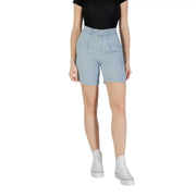 Light blue high-waisted lyocell shorts with pleats and button closure for casual summer wear by Only Women