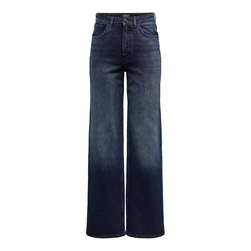 Dunkelblaue, weit geschnittene Only Damen-Jeans aus blauer Bio-Baumwolle mit verwaschenem Look und aus nachhaltigem Material