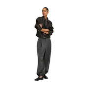 Black leather jacket with frayed cuffs and buttoned collar in only women brown faux leather classic long blazer style