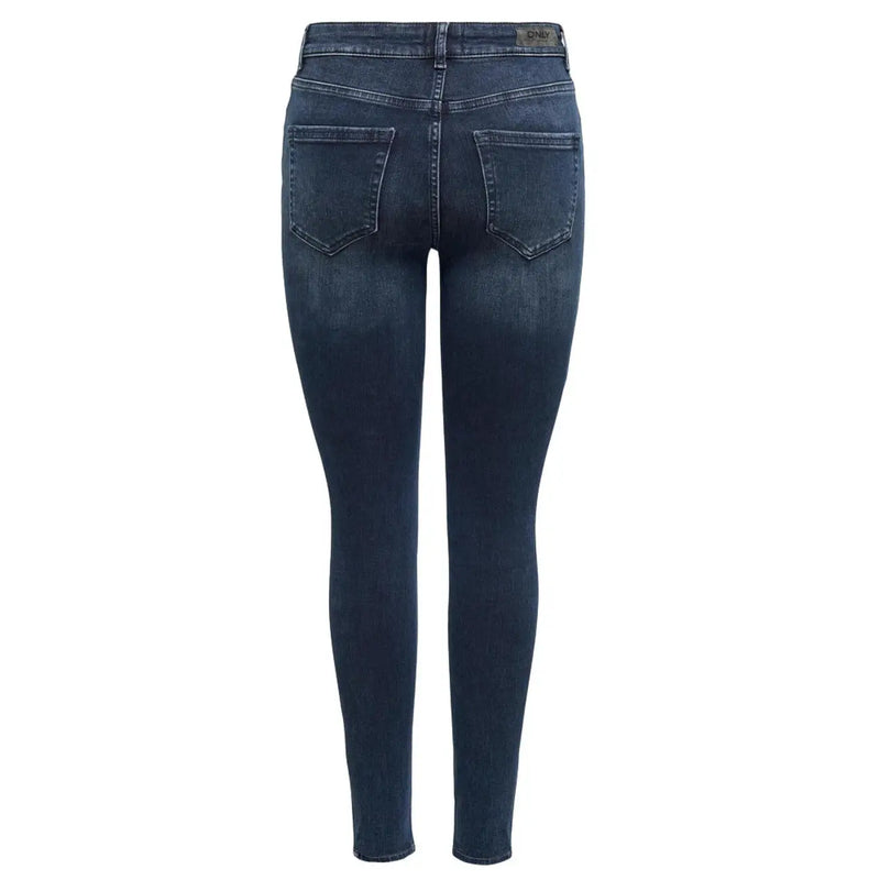 Only Damen-Jeans aus Baumwolle, blauer Stretch-Denim, schmale Passform mit dezenter Waschung an den Oberschenkeln, ideal für den Herbst