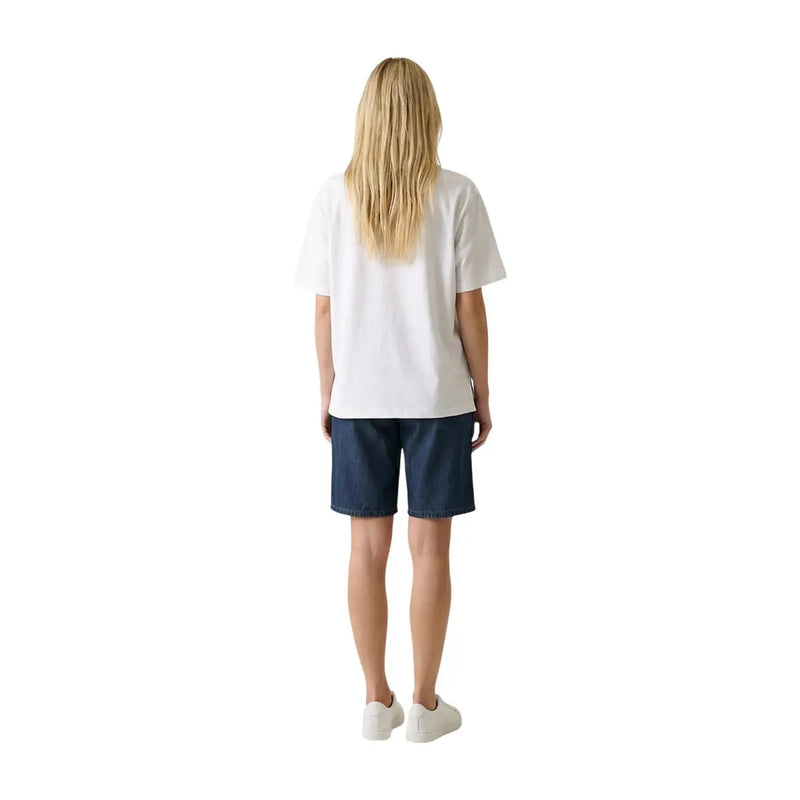 White cotton t-shirt with short sleeves and relaxed fit from Only women beige Susan top collection