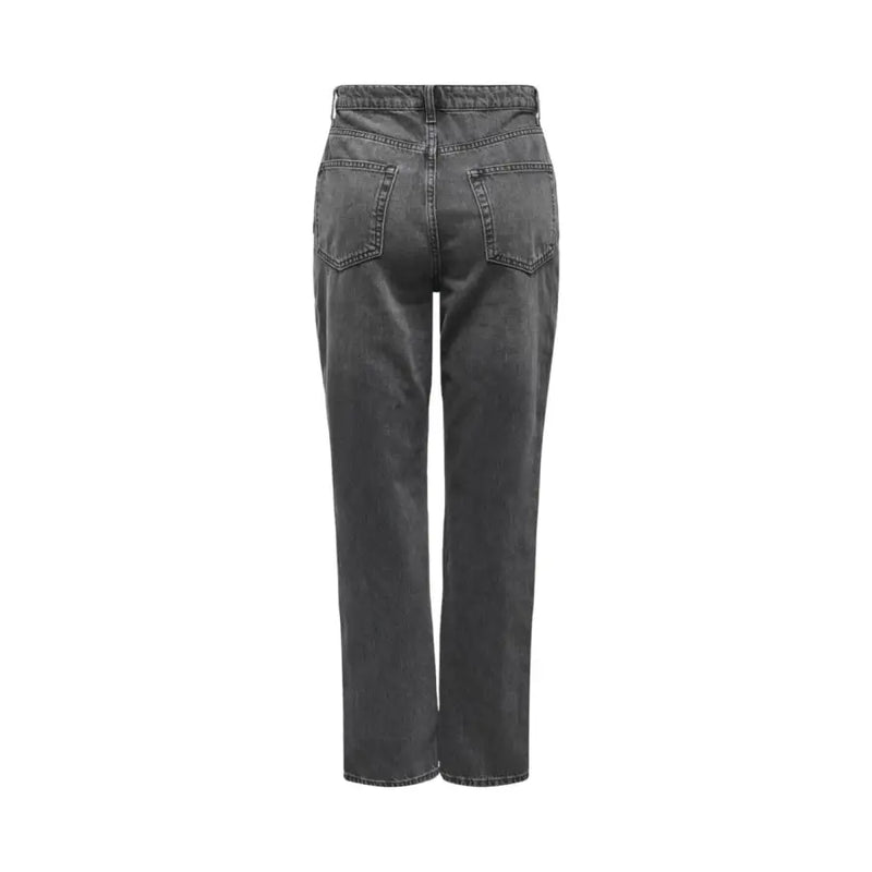Only Graue Damen-Jeans aus Baumwolle mit geradem Bein und klassischen Gesäßtaschen