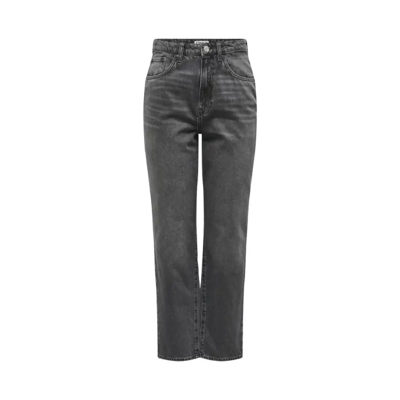 Only graue, hochgeschnittene, gerade geschnittene dunkelgraue Jeans für Damen