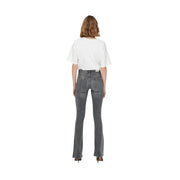 Only Graue Damen-Stretchjeans aus Baumwolle mit hohem Bund, ausgestelltem Schnitt und dezenten Waschungsdetails in Dunkelgrau