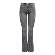 Only Damen-Jeans aus grauem Baumwoll-Stretch in Dunkelgrau mit hohem Bund und ausgestelltem Bein