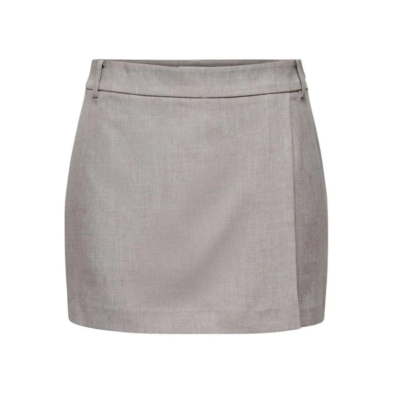 Only Women grey polyester skort shorts with a sleek light gray linen mini skirt look and tailored seams for spring summer