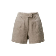 Beige linen tailored shorts with subtle woven texture and high waistband for women from only grey polyester collection
