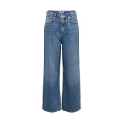 Only Hellblaue Damenjeans aus Baumwollmischgewebe mit weitem Bein, hohem Bund und klassischem Fünf-Taschen-Design
