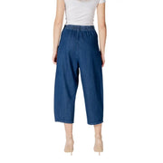 Only Damen-Culottes aus hellblauer Baumwolle mit elastischem Bund und weitem Bein