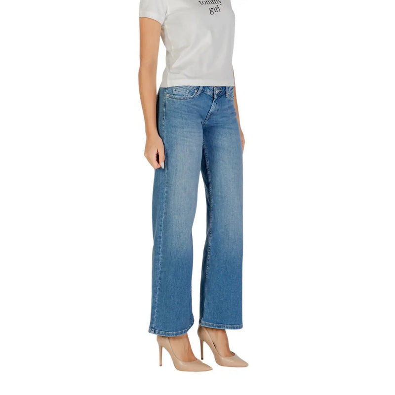 Only women light blue distressed light-wash denim jeans with straight-leg cut and classic five-pocket design