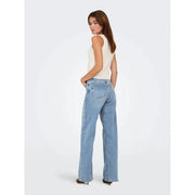 Only Hellblaue Damenjeans aus Bio-Baumwolle mit heller Waschung, weitem Bein und ausgestelltem Schnitt