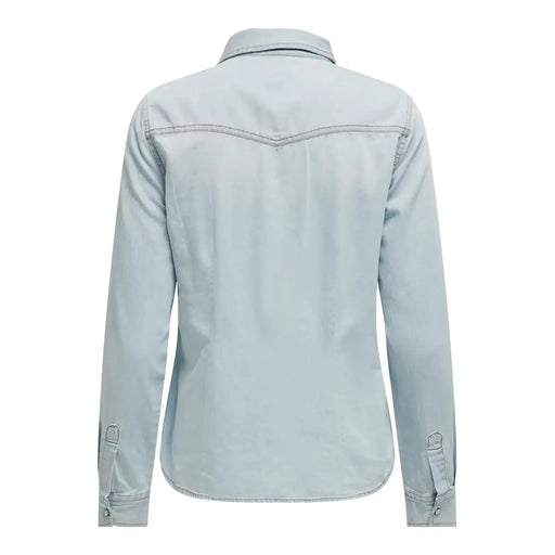 Hellblaues Jeanshemd aus Baumwolle für Damen mit klassischem Kragen und geknöpften Manschetten von Only Artikel 15315185