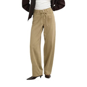 Beige Jeans mit weitem Bein und Kordelzugbund von Only Damen-Jeanskollektion aus lila Baumwolle mit Gürtel