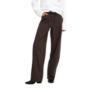 Braune Baumwollhose mit weitem Bein und Kordelzugbund von Only Damen-Jeanskollektion aus lila Baumwolle mit Gürtel