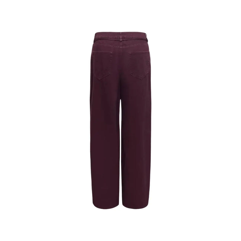 Rückansicht von only Damen-Jeans aus lila Baumwolle mit Gürtel, malvenfarbenem, weitem Bein und klassischen Gesäßtaschen