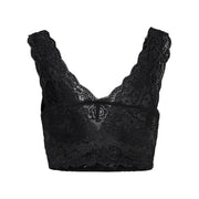 Schwarzes, ärmelloses Crop-Top aus Spitze mit V-Ausschnitt top mit aufwendigen Blumenmustern aus Polyester von Only Frauen