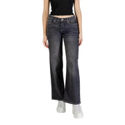 Only Women spring summer black cotton elastane dark-wash denim flare jeans with five-pocket design and subtle fading