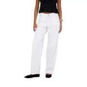 Only Weiße Damen-Jeans aus Baumwoll-Denim mit geradem Bein, weitem Schnitt, klarer Silhouette und klassischem Fünf-Taschen-Stil
