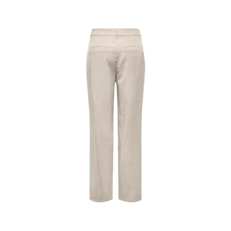 Beige only Gerade geschnittene Damenhose aus Viskose, normale Passform und dezente Gesäßtaschen, von hinten gesehen