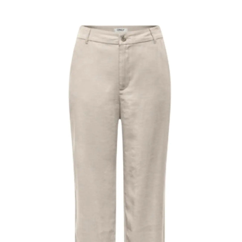 Beige Viskose only Gerade geschnittene Damenhose mit klarem Beinausschnitt und dezenten Ziernähten in regulärer Passform