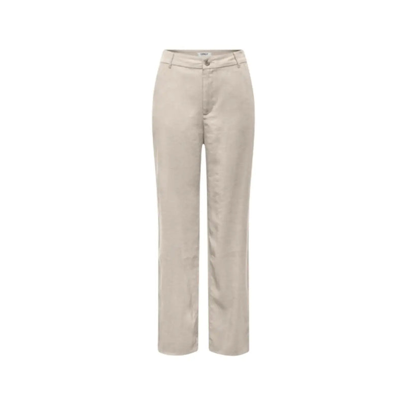 Beige Viskose only Damen-Chinohose mit geradem Bein, klassischem Knopf- und Reißverschluss, normale Passform