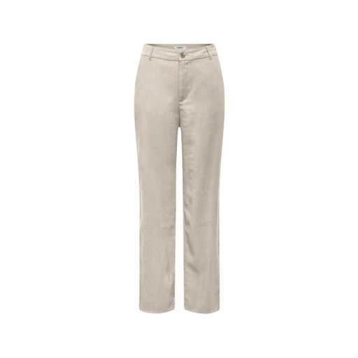 Beige Viskose only Damen-Chinohose mit geradem Bein, klassischem Knopf- und Reißverschluss, normale Passform