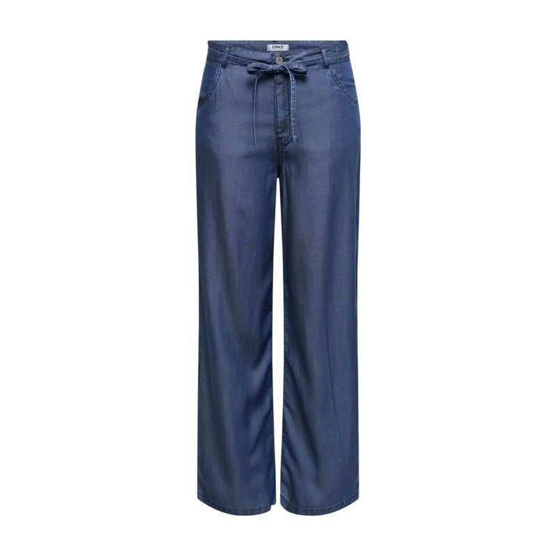 Dunkelblaue, weit geschnittene Jeans mit Kordelzugbund von Only Damen-Gianna-Pants aus Lyocell, gerade geschnitten