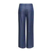 Dunkelblaue, weit geschnittene, gerade geschnittene Hose für Damen aus glattem Lyocell-Material, Modell Gianna Pant von Only