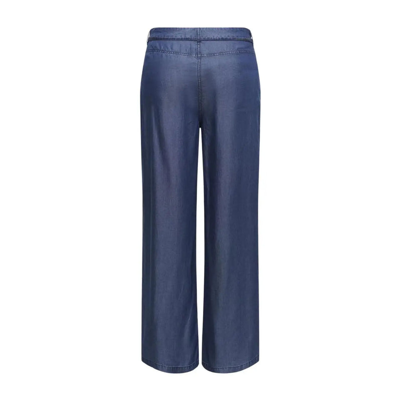 Dunkelblaue, weit geschnittene, gerade geschnittene Hose für Damen aus glattem Lyocell-Material, Modell Gianna Pant von Only