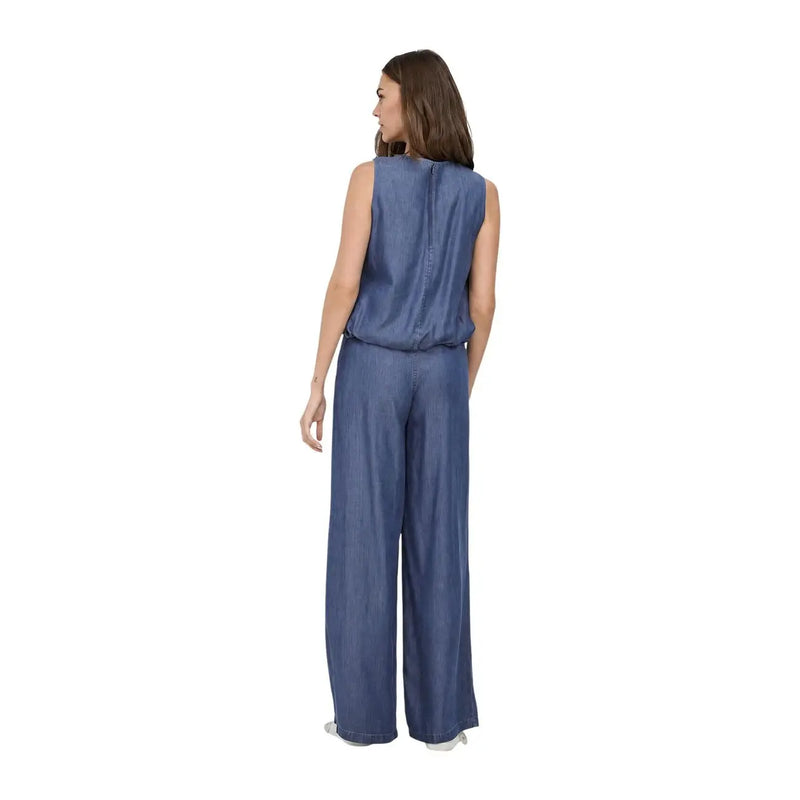 Blauer, ärmelloser Jumpsuit mit weitem Bein und Reißverschluss hinten aus Lyocell im Stil von only Damen Gianna Pant