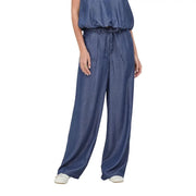 Blaue Jeans mit weitem Bein only Gerade geschnittene Damenhose mit Kordelzug im Bund aus Lyocell-Gianna-Hosenstoff