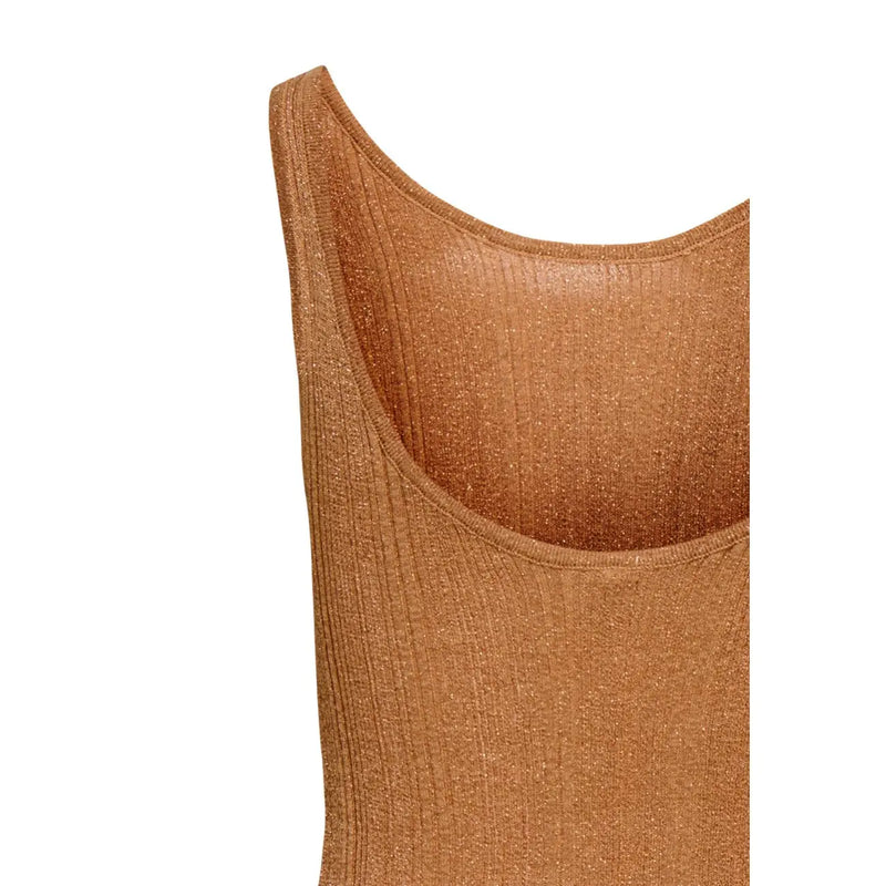 Only Damen-Tanktop aus Kamelhaar, ärmellos, gerippt top mit Rundhalsausschnitt aus schimmerndem Viskosestoff